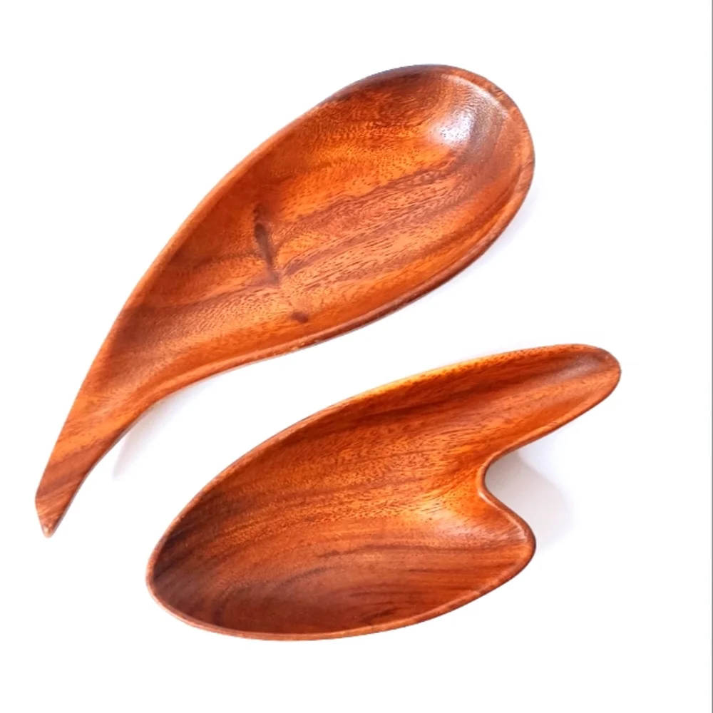 Set of Two Small Mid Century Modern Monkey Pods from Hawaii Trinket Cand…